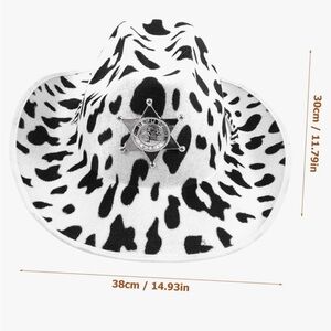 Cow Print Cowboy Hat with Badge